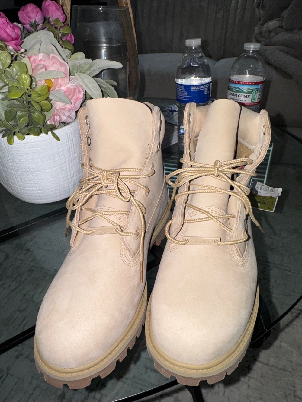 Timberland Beige Nubuck Lace-Up Boots